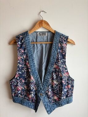 Floral Denim Vest
